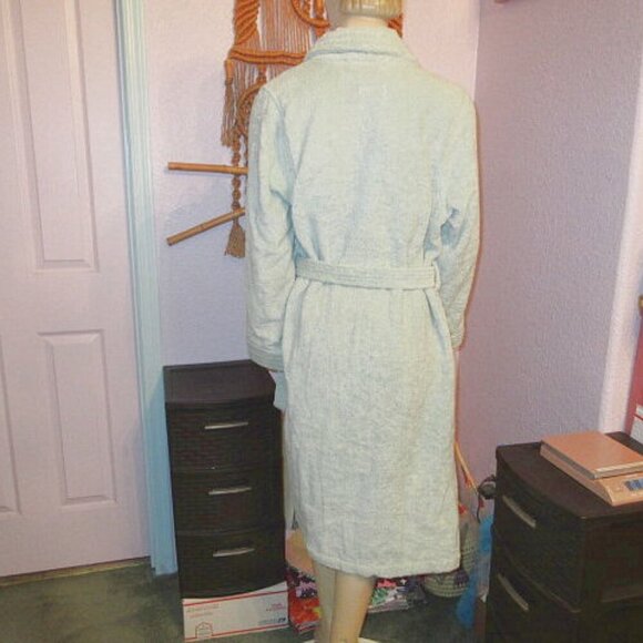 My Pillow Supima Cotton Bathrobe Women's Size S Heavyweight Green Pockets Belt - Picture 6 of 10